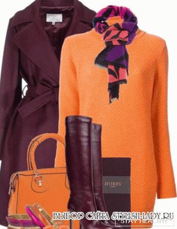Was trägt man zu einem orangefarbenen Kleid, фото