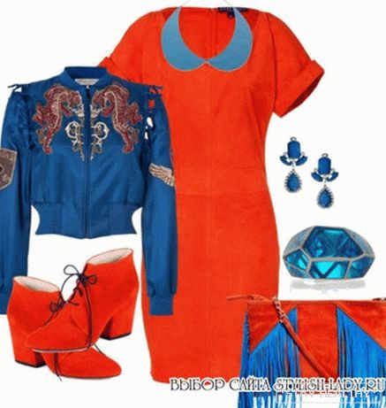 Was trägt man zu einem orangefarbenen Kleid, фото
